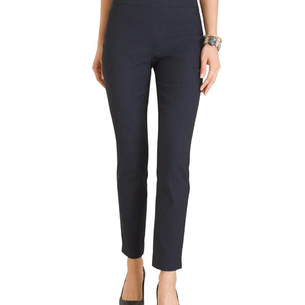 Chico's Womens So Slimming Brigitte Slim Leg Pull On Black Pants Size 2R NWT
